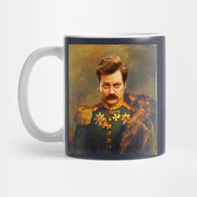 Ron Swanson Old Portrait Painting (Parks and Rec) by UselessRob